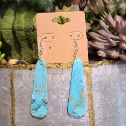 Natural Turquoise Slab Earrings