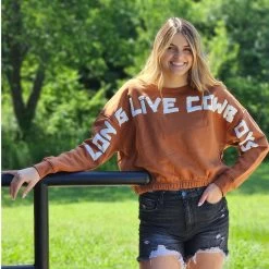 Wrangler Rust Long Live Cowboys Crop Sweatshirt