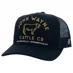 Hooey High Profile Black Cap- John Wayne Cattle Co. Logo
