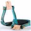 Nettles 2" Distressed Turquoise Stirrups -Cowboy Store 2GBRDT 3