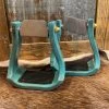 Nettles Stirrups 3" Distressed Turquoise W/Leveler -Cowboy Store 3 GBRDR L