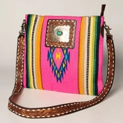 American Darling Pink Serape Saddle Blanket/Concho Crossbody