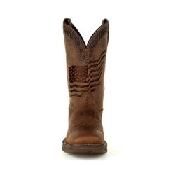 Durango Brown Distressed Flag Embroidery Square Toe Boots 10 Durango Brown Distressed Flag Embroidery Square Toe Boots -Cowboy Store DDB0314 front