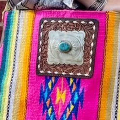 American Darling Pink Serape Saddle Blanket/Concho Crossbody -Cowboy Store IMG 4874