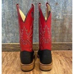 Olathe Black & Red Smooth Ostrich Boots -Cowboy Store olatheblk4